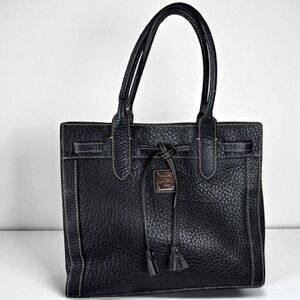 Dooney‎ and Bourke East West Black Pebbled Leather Tassel Tote Magnetic Clasp
